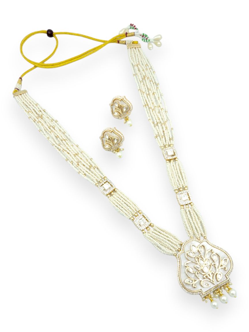 NECKLACE EARRING IN VILANDI KUNDAN STYLE | DESIGN - 23916