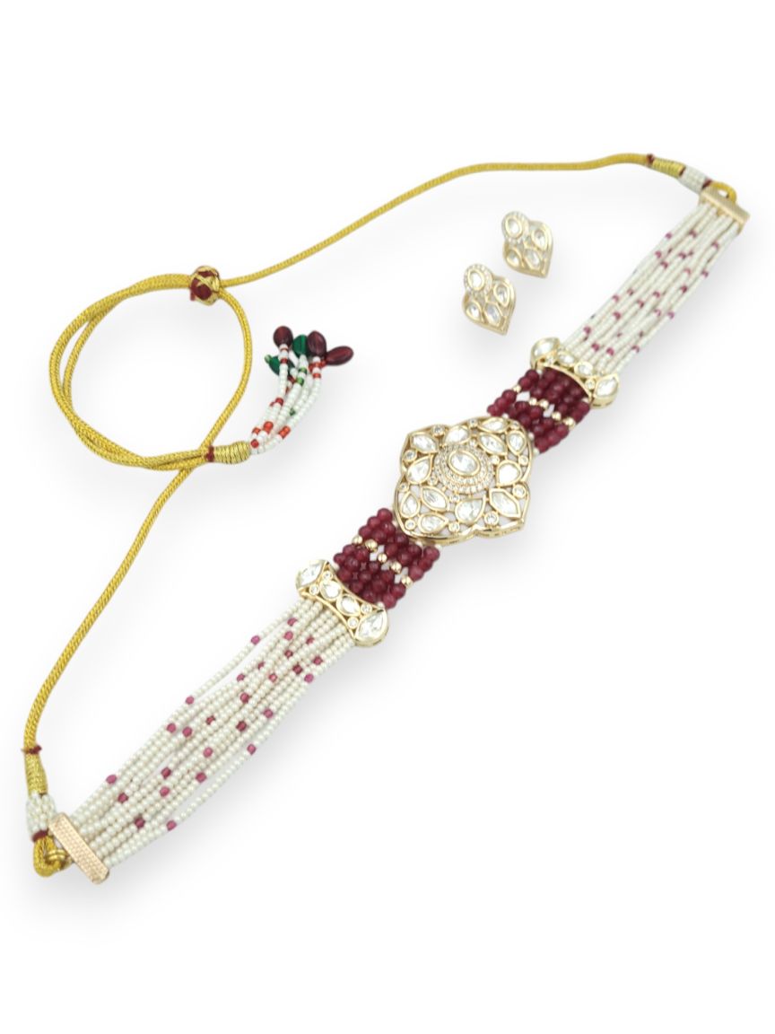 NECKLACE EARRING IN VILANDI KUNDAN STYLE | DESIGN - 23948