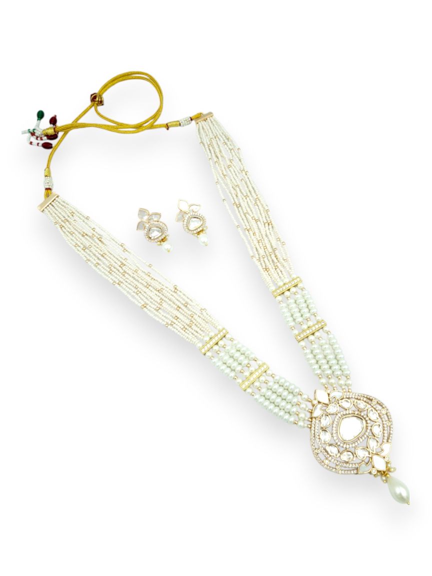 NECKLACE EARRING IN VILANDI KUNDAN STYLE | DESIGN - 23974