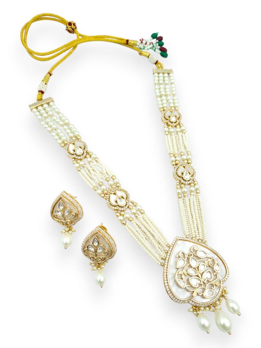 NECKLACE EARRING IN VILANDI KUNDAN STYLE | DESIGN - 24004