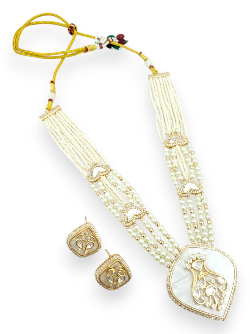 NECKLACE EARRING IN VILANDI KUNDAN STYLE | DESIGN - 24005