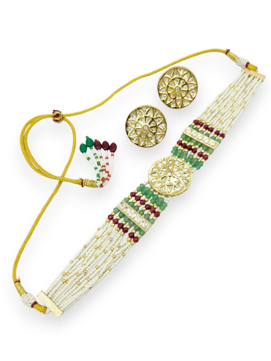 NECKLACE EARRING IN VILANDI KUNDAN STYLE | DESIGN - 24013