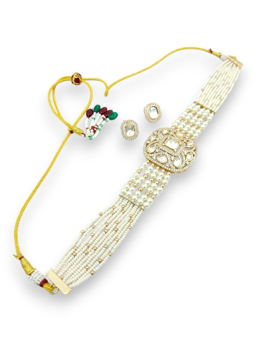 NECKLACE EARRING IN VILANDI KUNDAN STYLE | DESIGN - 24033