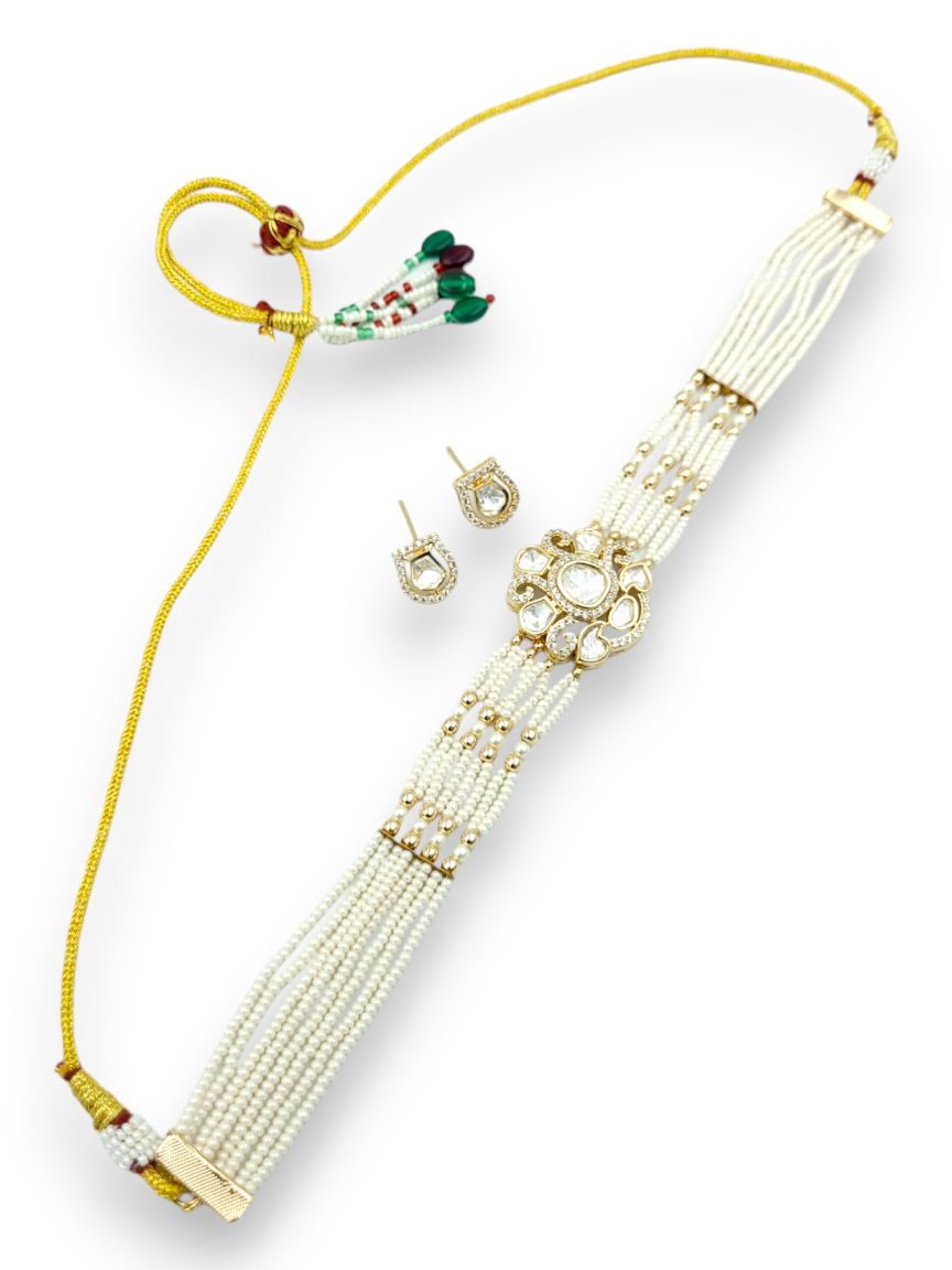 NECKLACE EARRING IN VILANDI KUNDAN STYLE | DESIGN - 24034