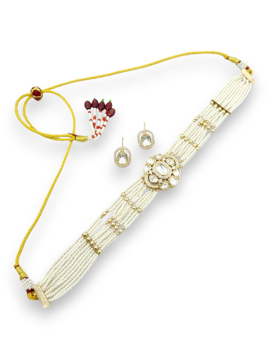 NECKLACE EARRING IN VILANDI KUNDAN STYLE | DESIGN - 24037