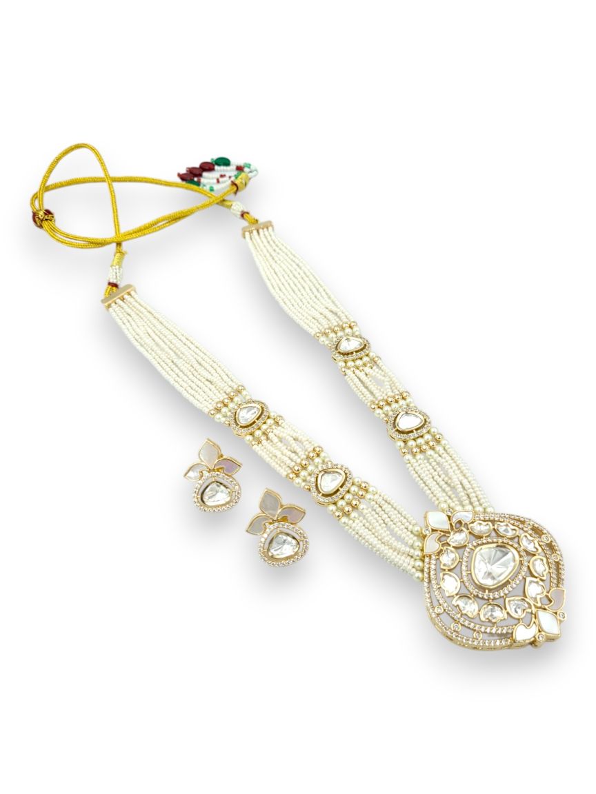 NECKLACE EARRING IN VILANDI KUNDAN STYLE | DESIGN - 24038