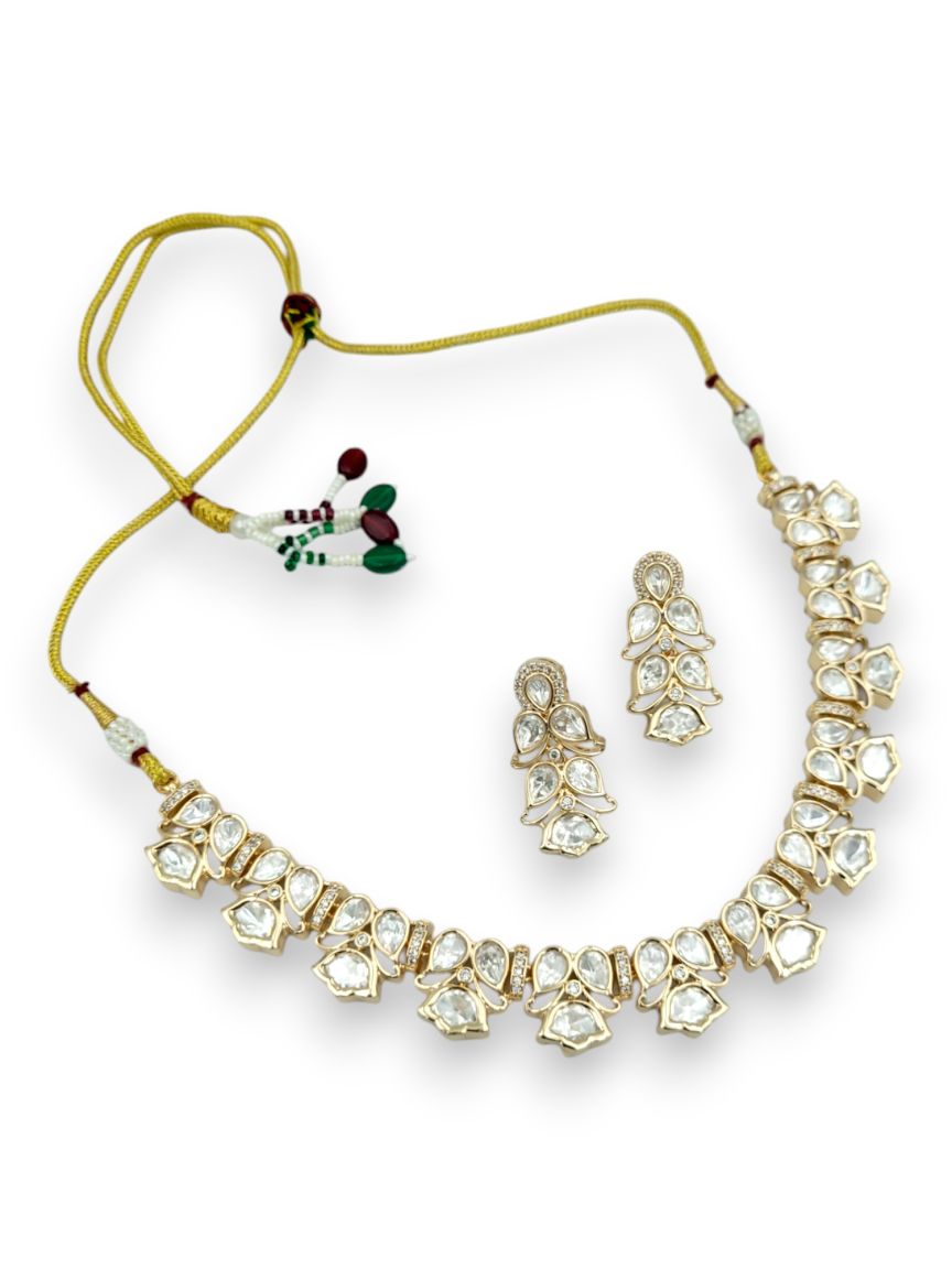 NECKLACE EARRING IN VILANDI KUNDAN STYLE | DESIGN - 24069