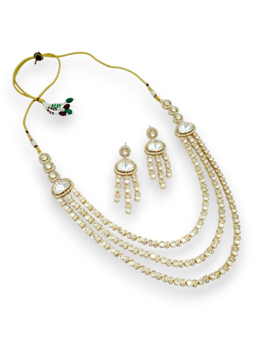 NECKLACE EARRING IN VILANDI KUNDAN STYLE | DESIGN - 24070