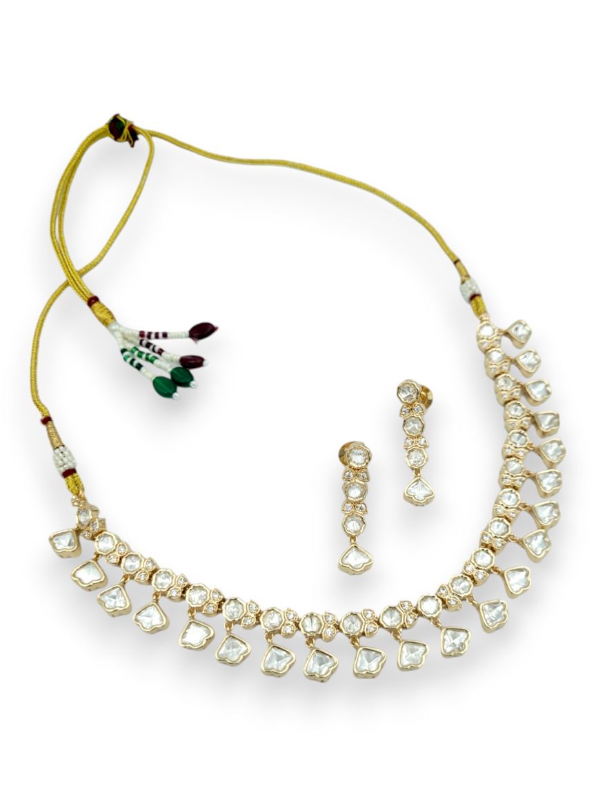 NECKLACE EARRING IN VILANDI KUNDAN STYLE | DESIGN - 24071