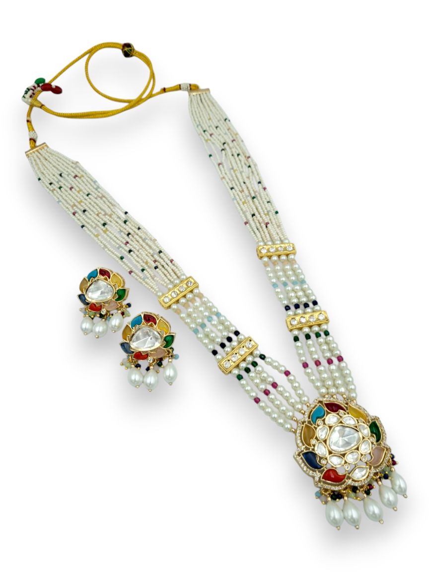 NECKLACE EARRING IN VILANDI KUNDAN STYLE | DESIGN - 24076