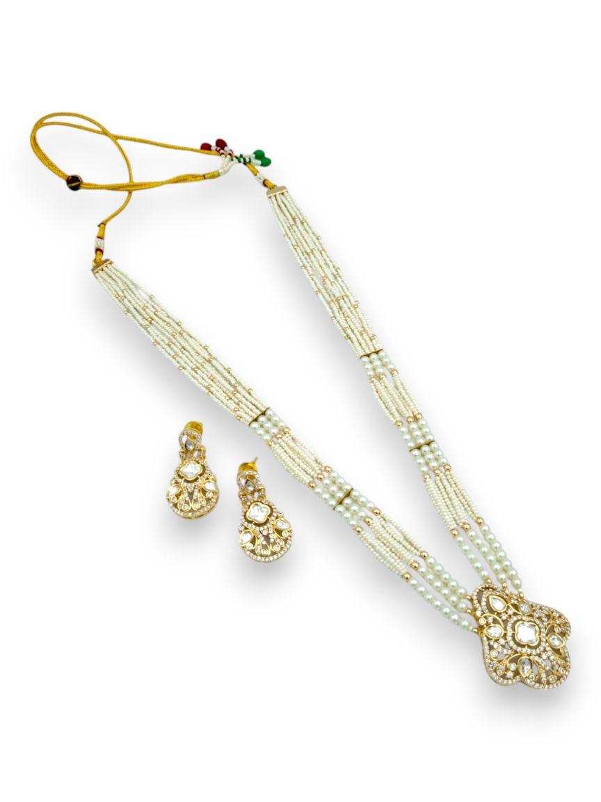 NECKLACE EARRING IN VILANDI KUNDAN STYLE | DESIGN - 24078