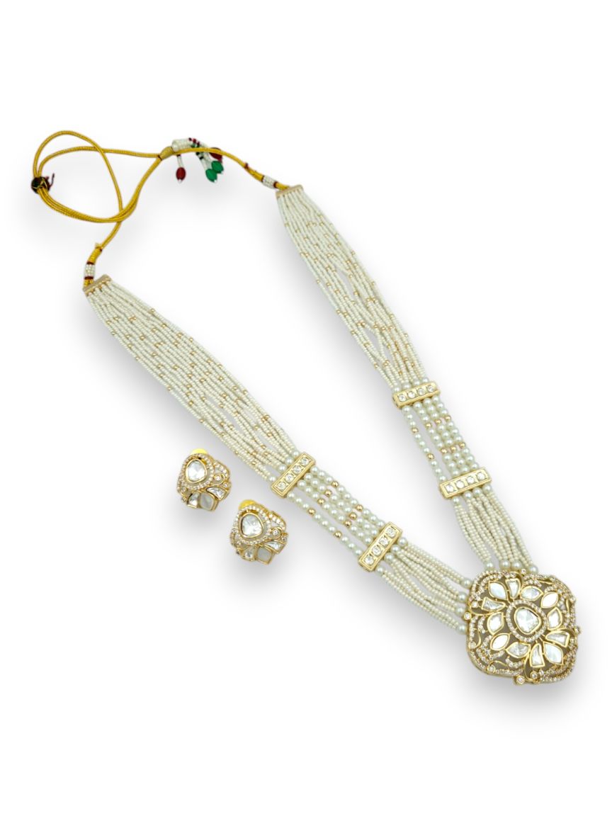 NECKLACE EARRING IN VILANDI KUNDAN STYLE | DESIGN - 24079