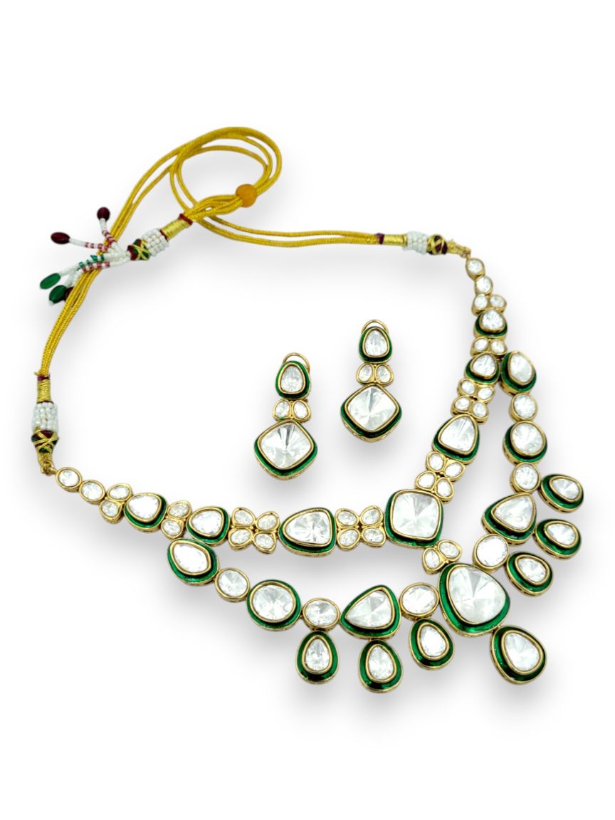 NECKLACE EARRING IN VILANDI KUNDAN STYLE | DESIGN - 24120