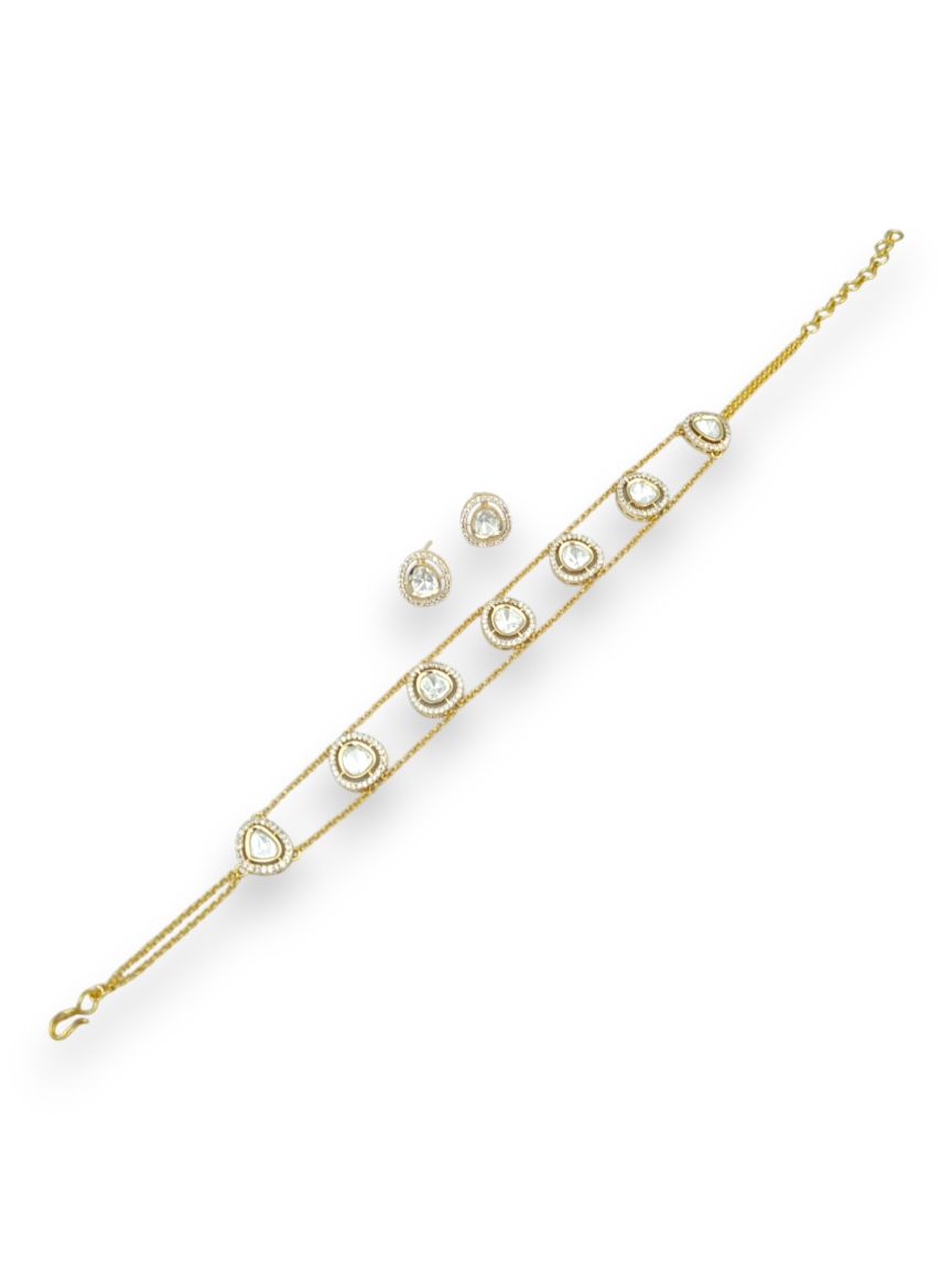 NECKLACE EARRING IN VILANDI KUNDAN STYLE | DESIGN - 24145