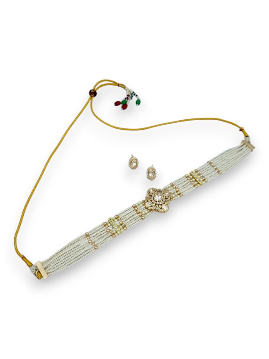 NECKLACE EARRING IN VILANDI KUNDAN STYLE | DESIGN - 24151