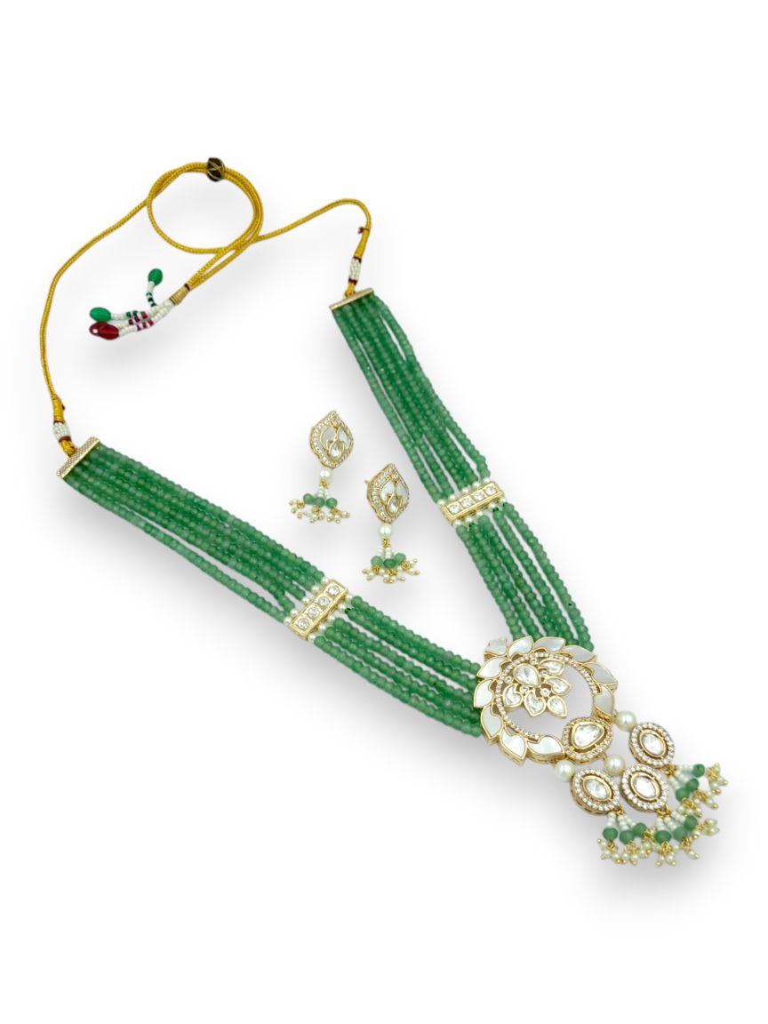 NECKLACE EARRING IN VILANDI KUNDAN STYLE | DESIGN - 24180