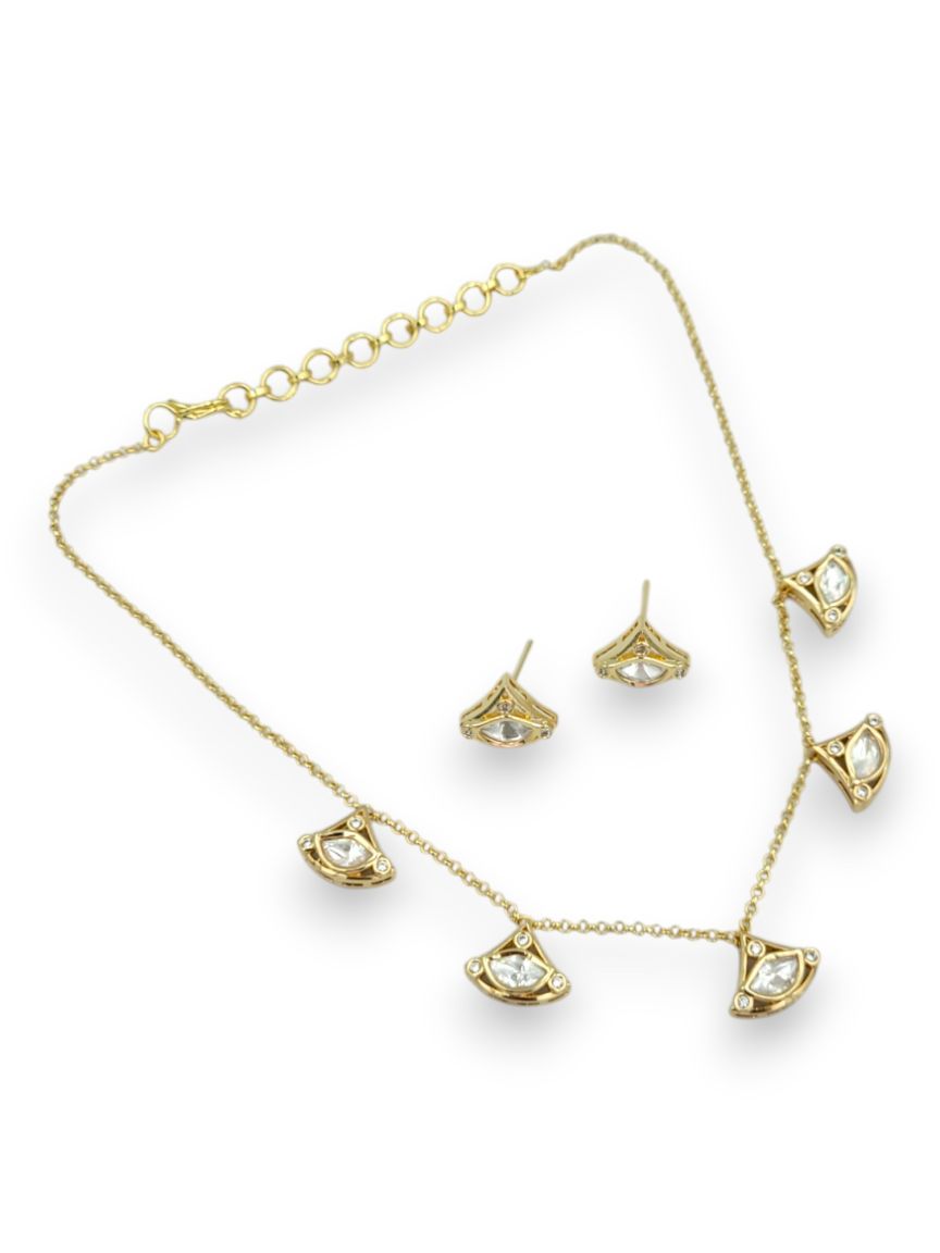 NECKLACE EARRING IN VILANDI KUNDAN STYLE | DESIGN - 24189