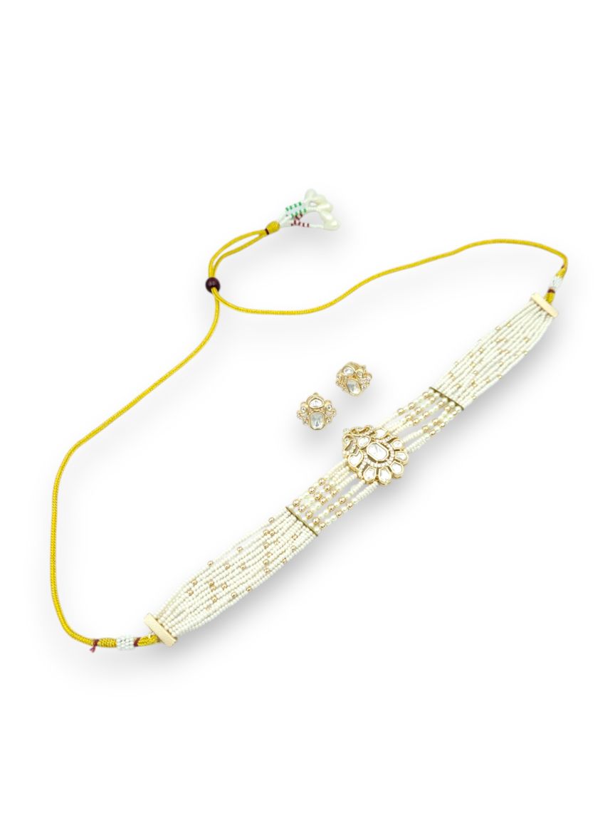 NECKLACE EARRING IN VILANDI KUNDAN STYLE | DESIGN - 24242