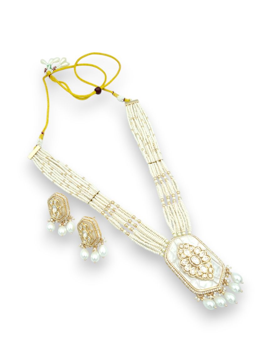 NECKLACE EARRING IN VILANDI KUNDAN STYLE | DESIGN - 24245