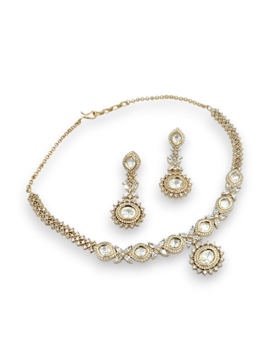 NECKLACE EARRING IN VILANDI KUNDAN STYLE | DESIGN - 24294