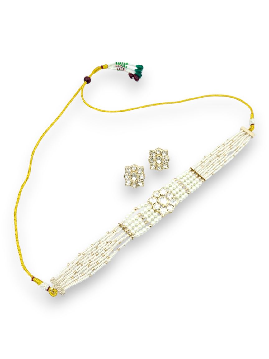 NECKLACE EARRING IN VILANDI KUNDAN STYLE | DESIGN - 24327