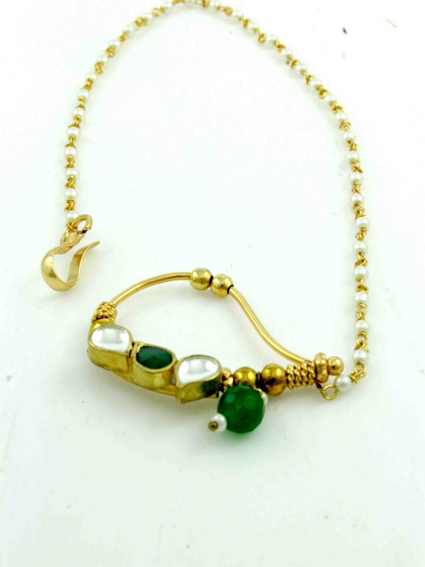 NOSE RING NATH in JADAU KUNDAN Style | Design - 11813