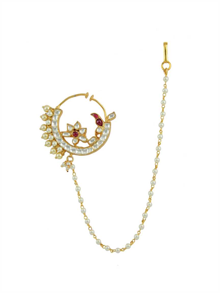 NOSE RING NATH in JADAU KUNDAN Style | Design - 13781