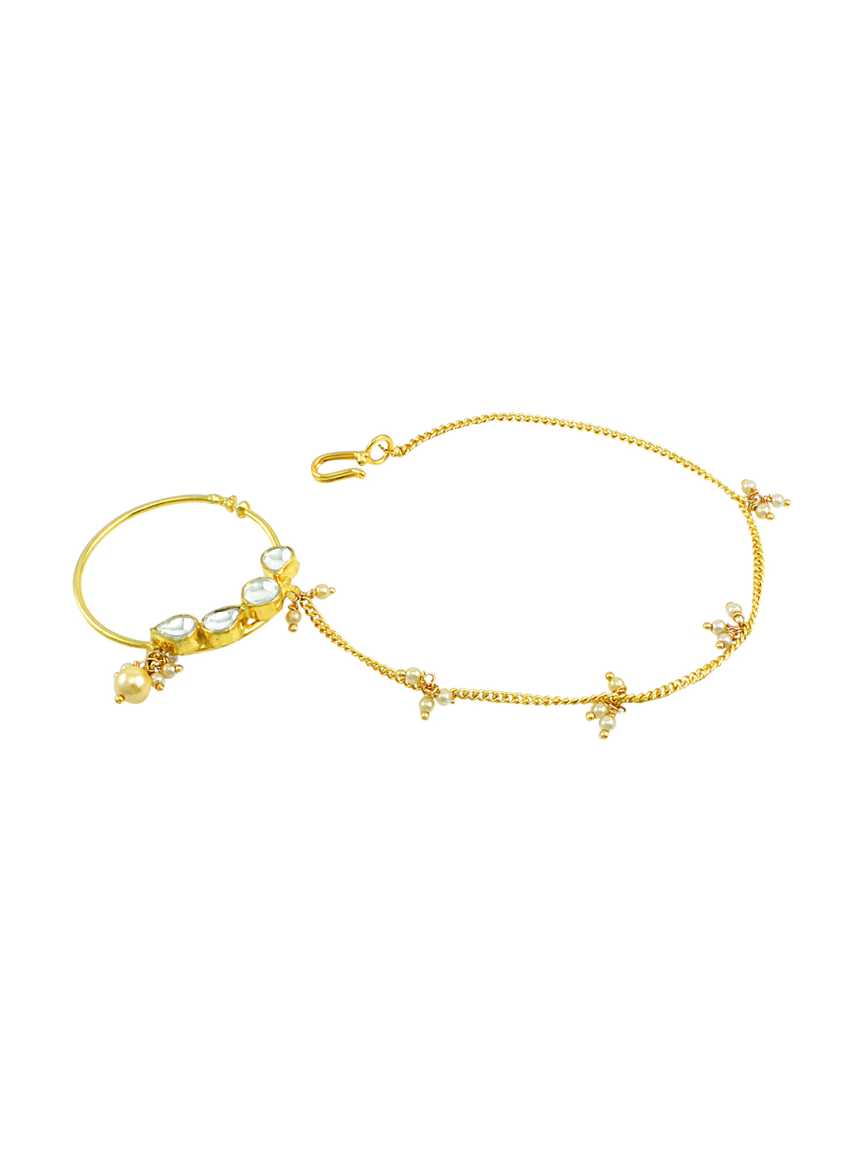 NOSE RING NATH in JADAU KUNDAN Style | Design - 14044