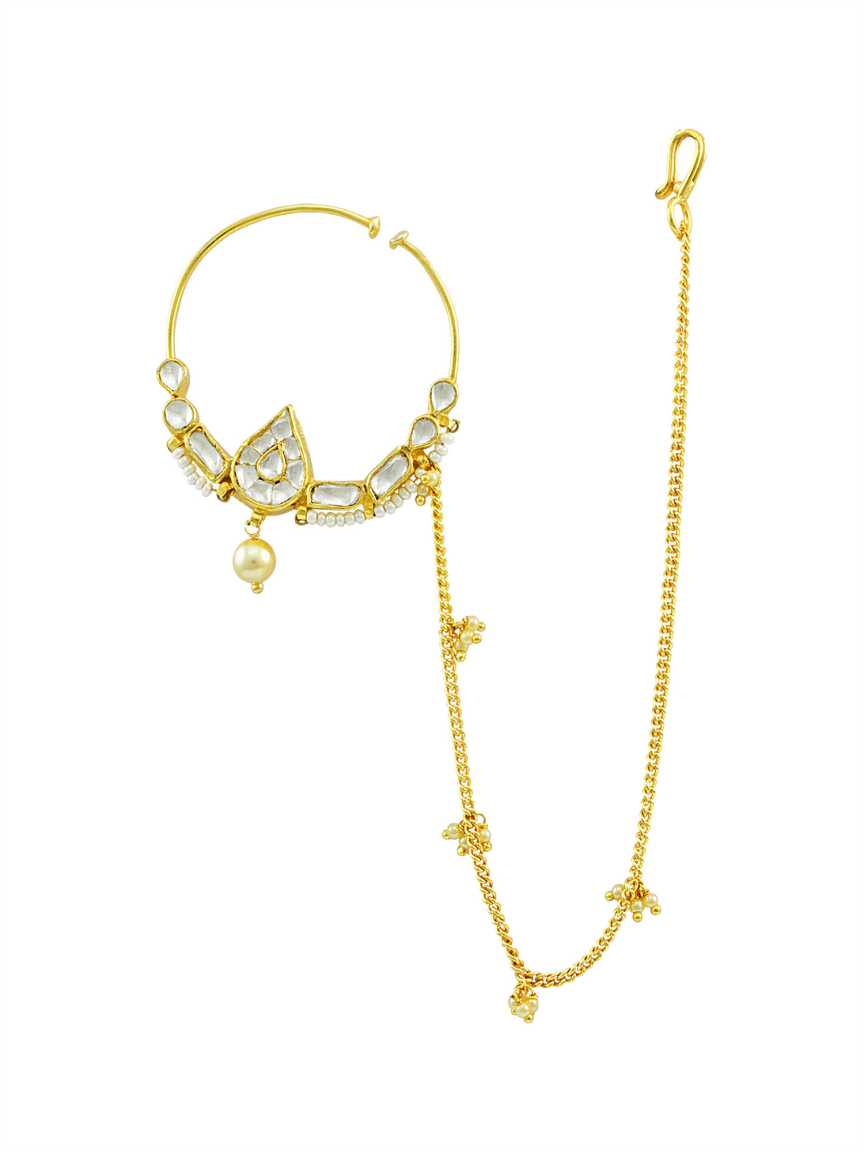 NOSE RING NATH in JADAU KUNDAN Style | Design - 14651