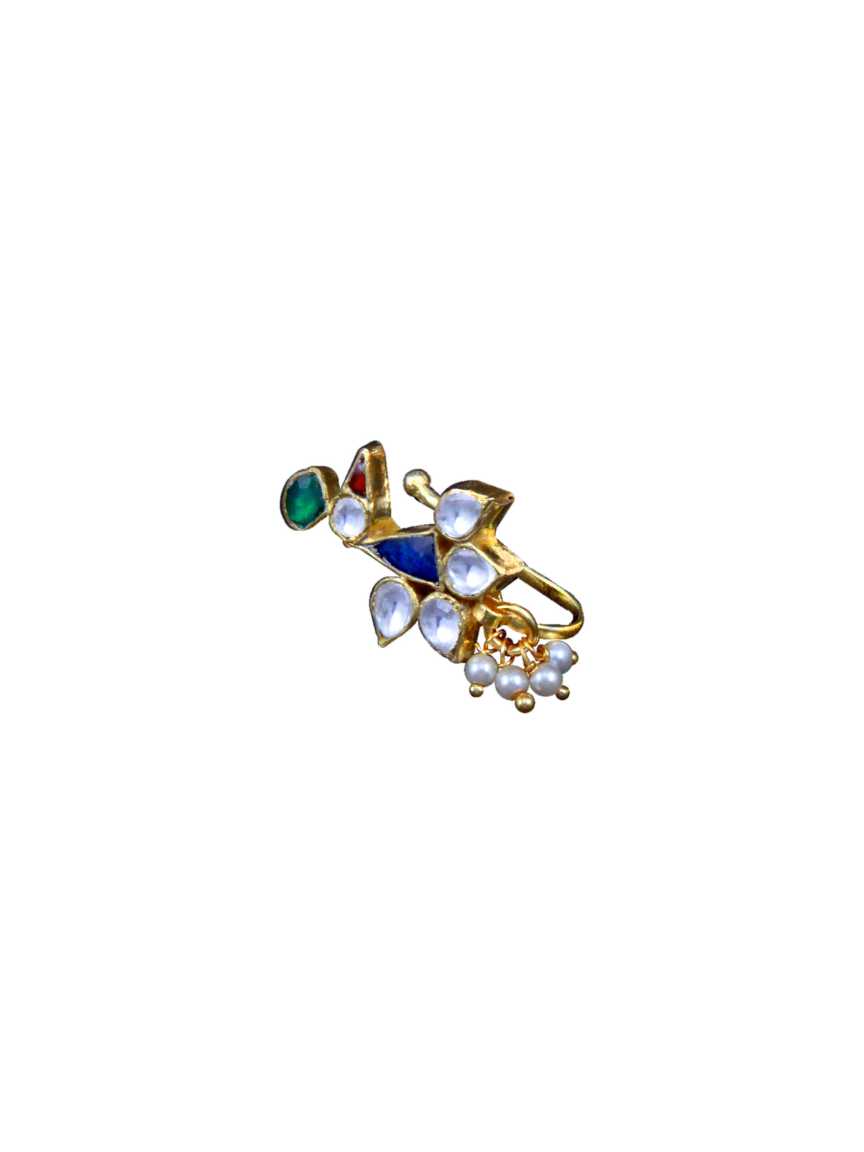 NOSE RING NATH in JADAU KUNDAN Style | Design - 15476