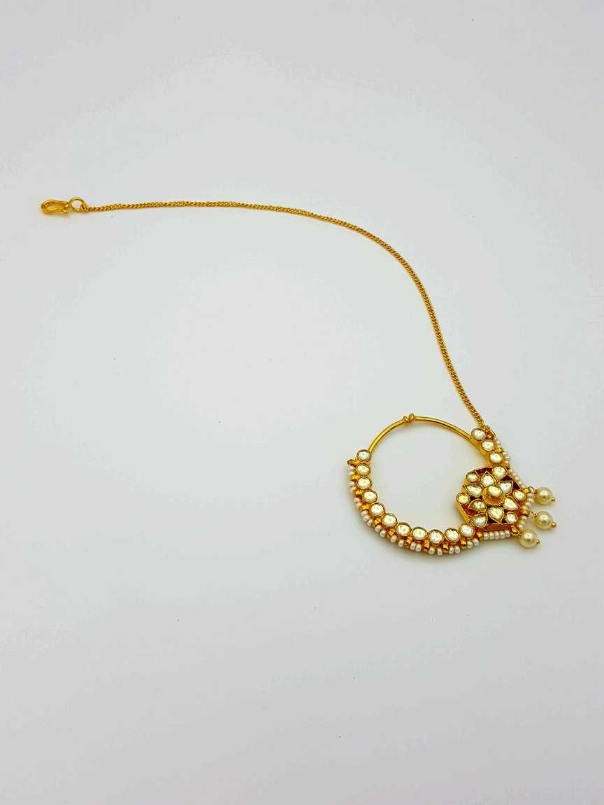 NOSE RING NATH in JADAU KUNDAN Style | Design - 17540