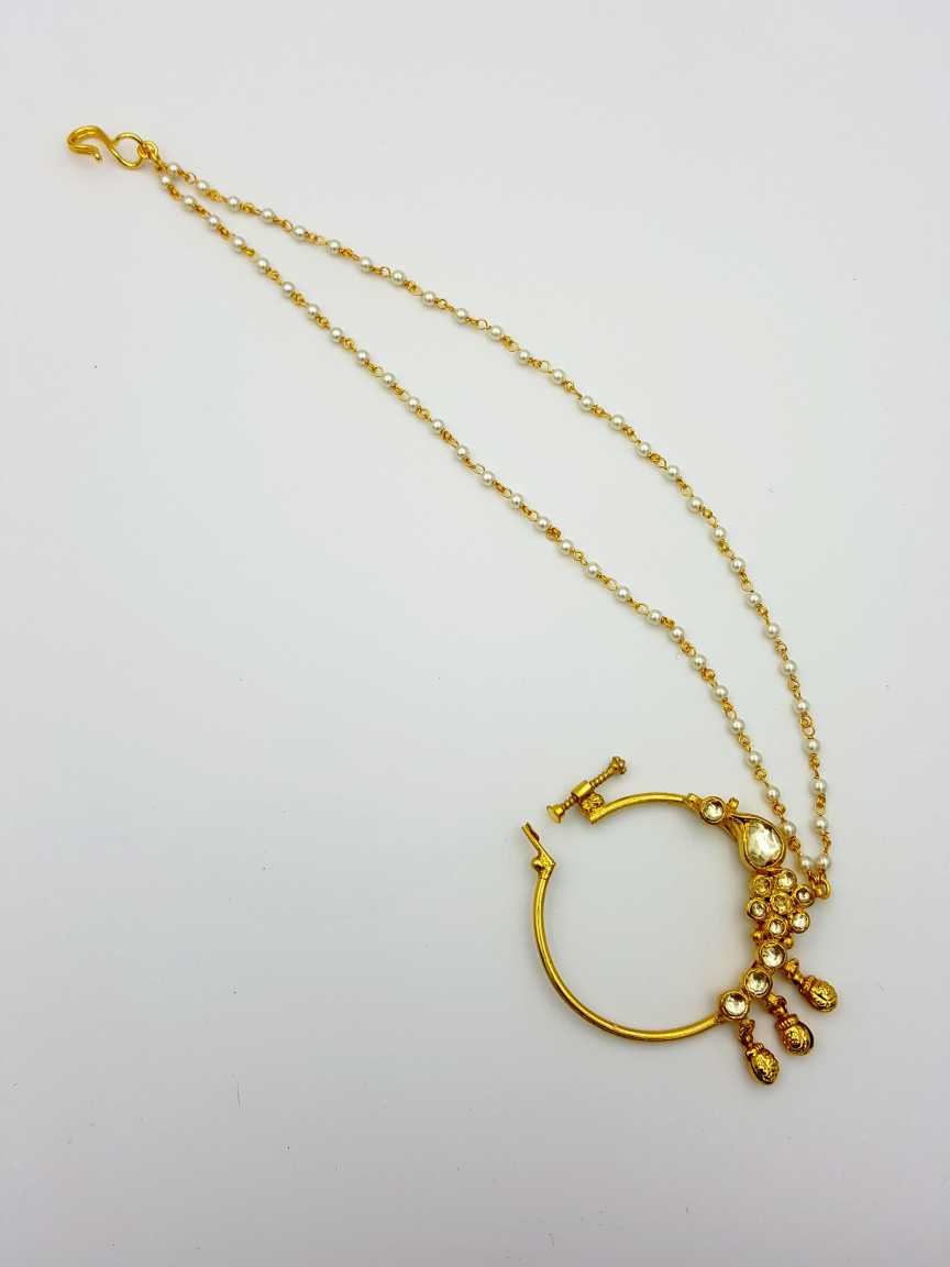 NOSE RING NATH in JADAU KUNDAN Style | Design - 17557