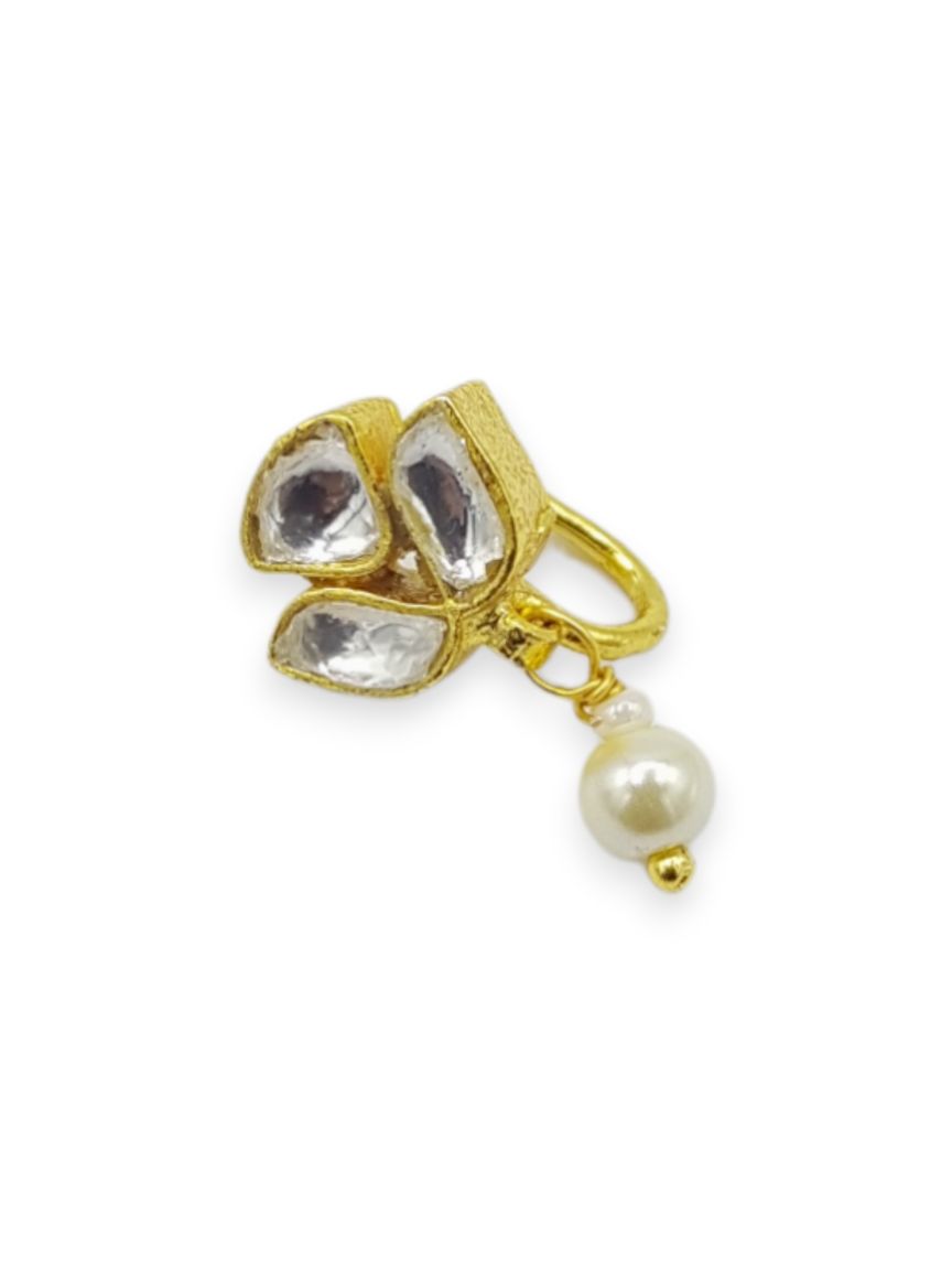 NOSE RING NATH IN JADAU KUNDAN STYLE | DESIGN - 23224