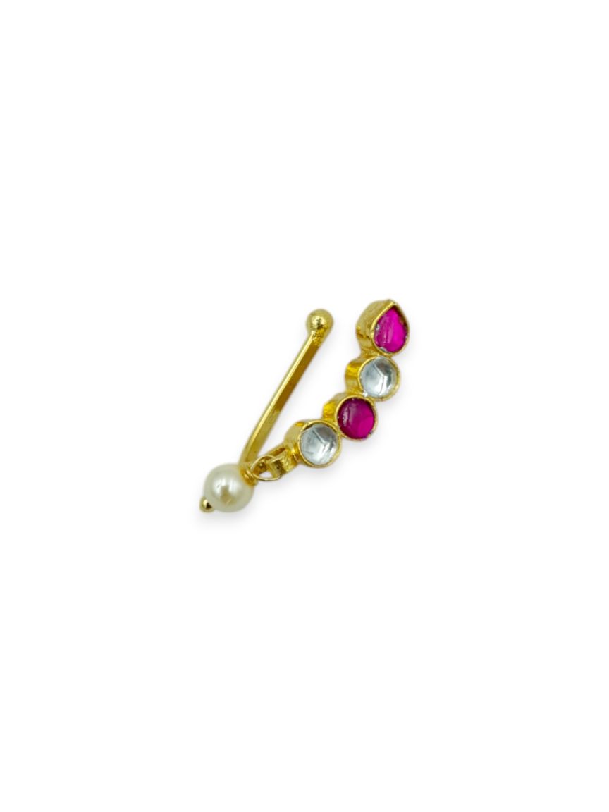 NOSE RING NATH IN JADAU KUNDAN STYLE | DESIGN - 23709