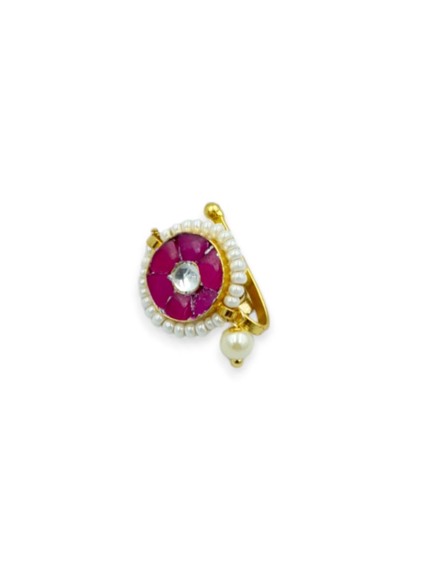 NOSE RING NATH IN JADAU KUNDAN STYLE | DESIGN - 23710