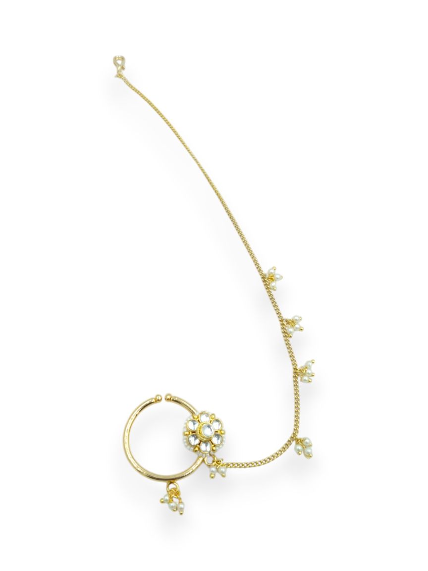 NOSE RING NATH IN JADAU KUNDAN STYLE | DESIGN - 23713