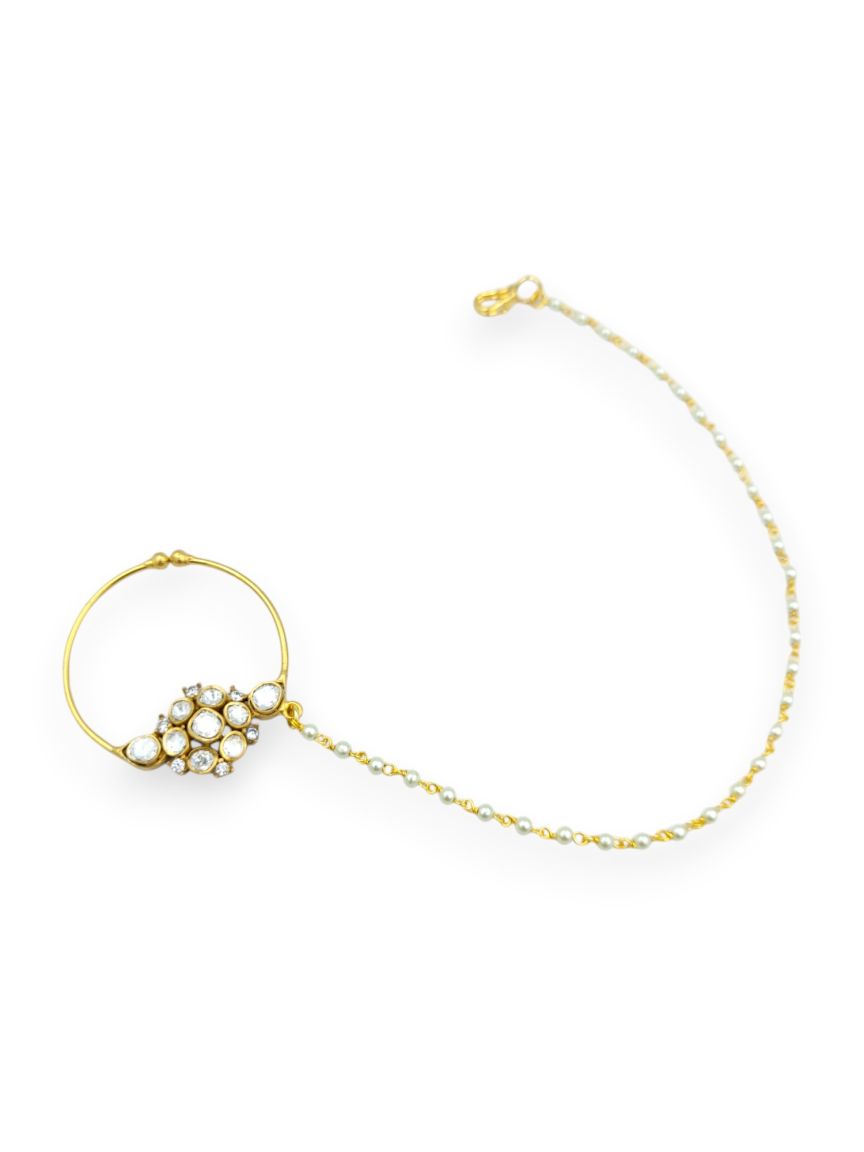 NOSE RING NATH IN JADAU KUNDAN STYLE | DESIGN - 23904