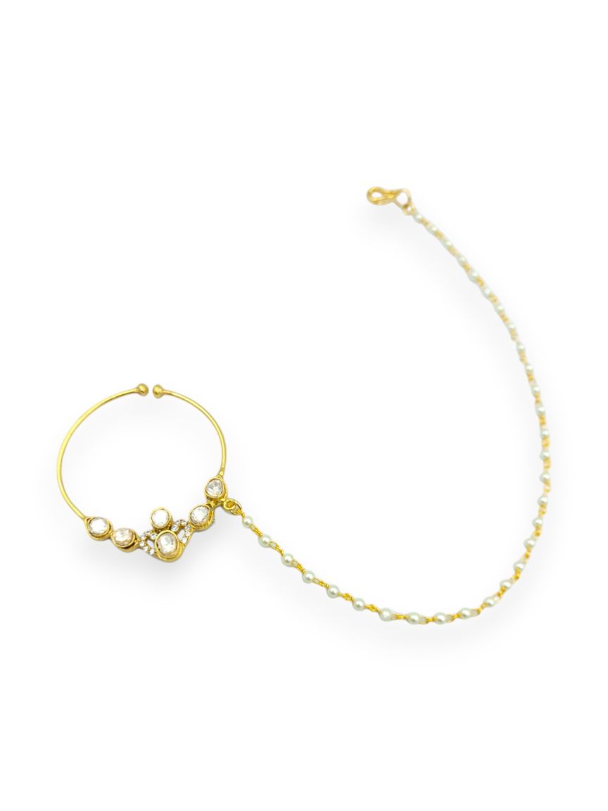 NOSE RING NATH IN JADAU KUNDAN STYLE | DESIGN - 23905