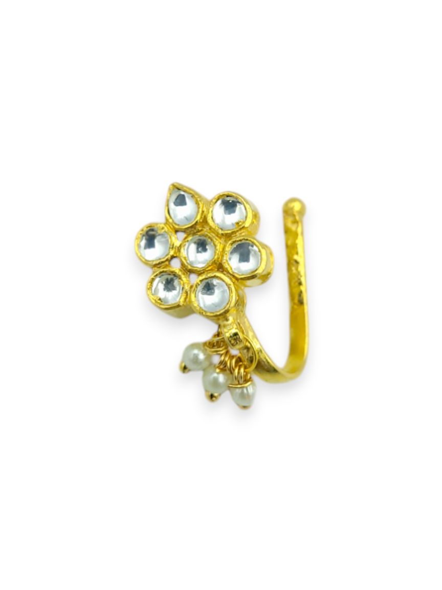 NOSE RING NATH IN JADAU KUNDAN STYLE | DESIGN - 23906