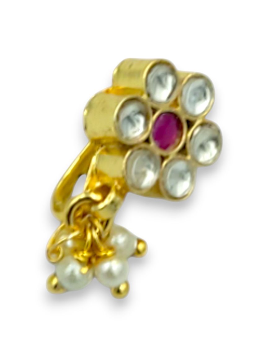 NOSE RING NATH IN JADAU KUNDAN STYLE | DESIGN - 24207