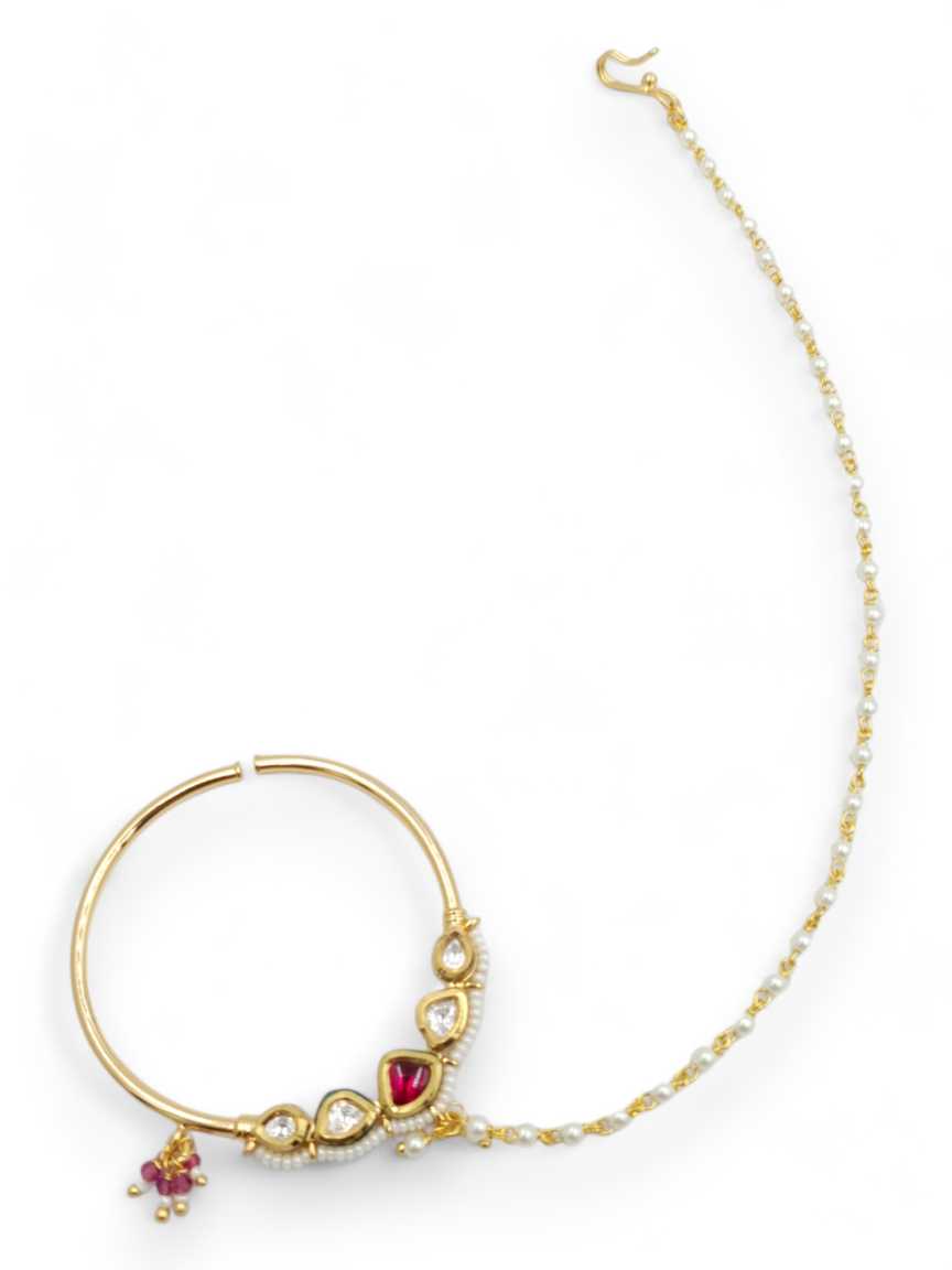 NOSE RING NATH IN VILANDI KUNDAN STYLE | DESIGN - 23171