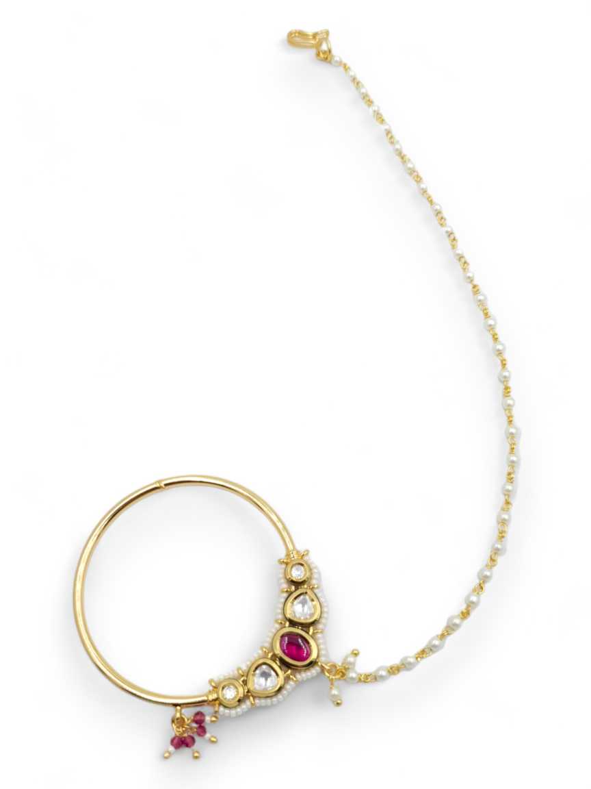NOSE RING NATH IN VILANDI KUNDAN STYLE | DESIGN - 23174