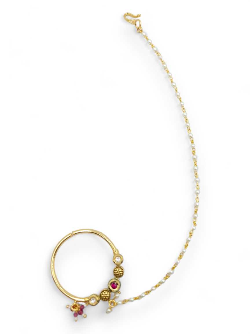 NOSE RING NATH IN VILANDI KUNDAN STYLE | DESIGN - 23176