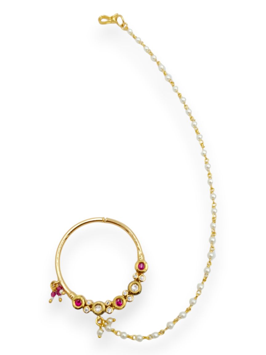 NOSE RING NATH IN VILANDI KUNDAN STYLE | DESIGN - 23208