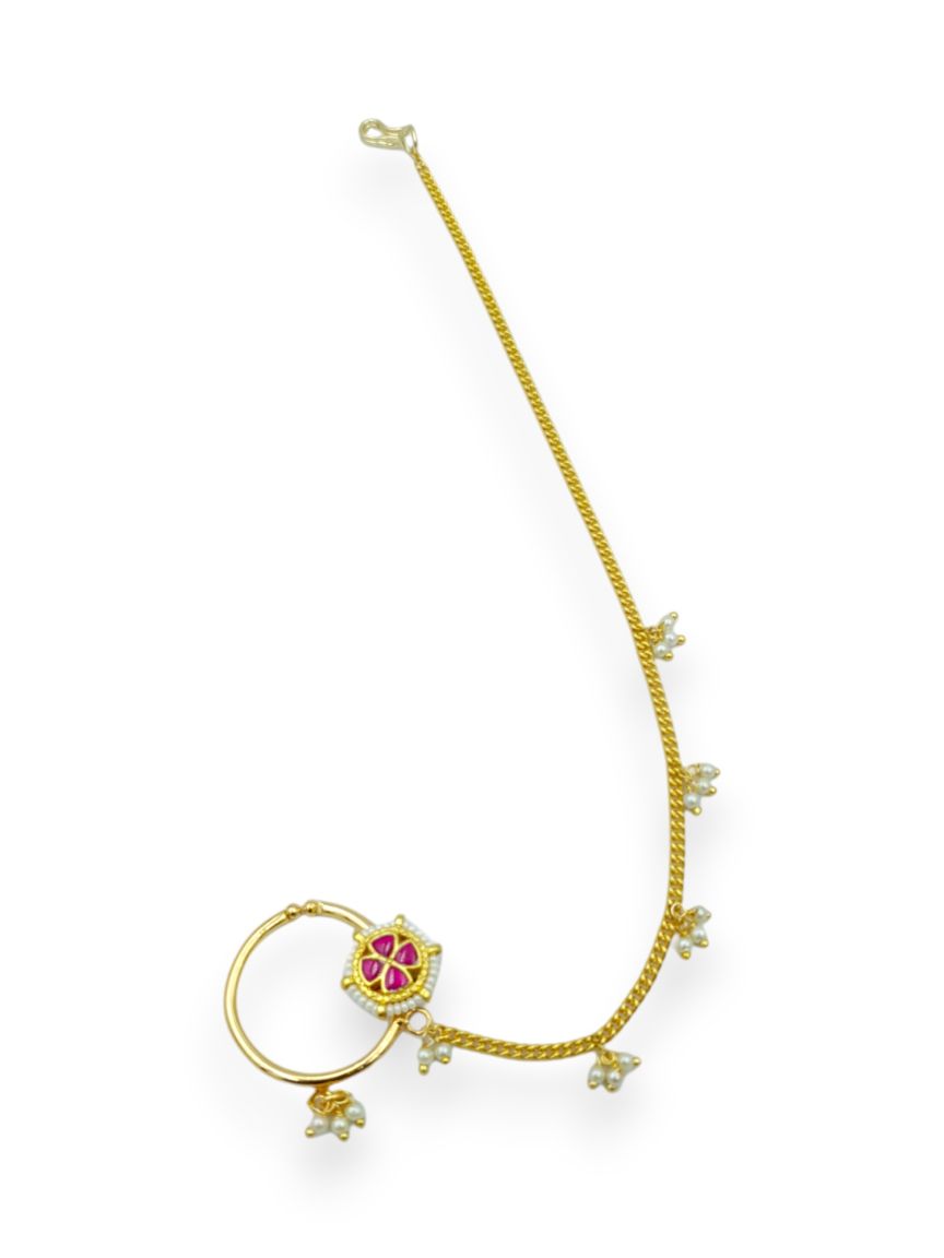 NOSE RING NATH IN VILANDI KUNDAN STYLE | DESIGN - 23677