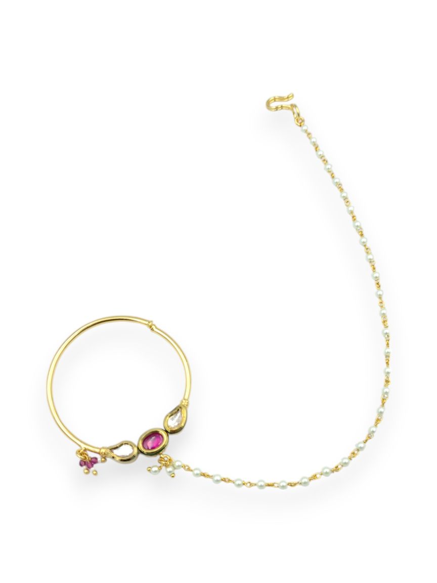 NOSE RING NATH IN VILANDI KUNDAN STYLE | DESIGN - 23923
