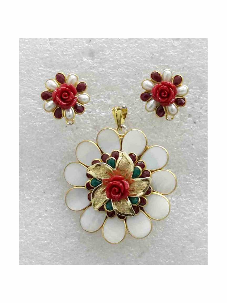 PENDANT EARRING in CHECKERED POLKI Style | Design - 14353