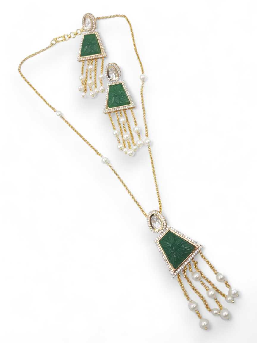 LONG NECKLACE SET WITH PENDANT in BOUTIQUE Style | Design - 22113