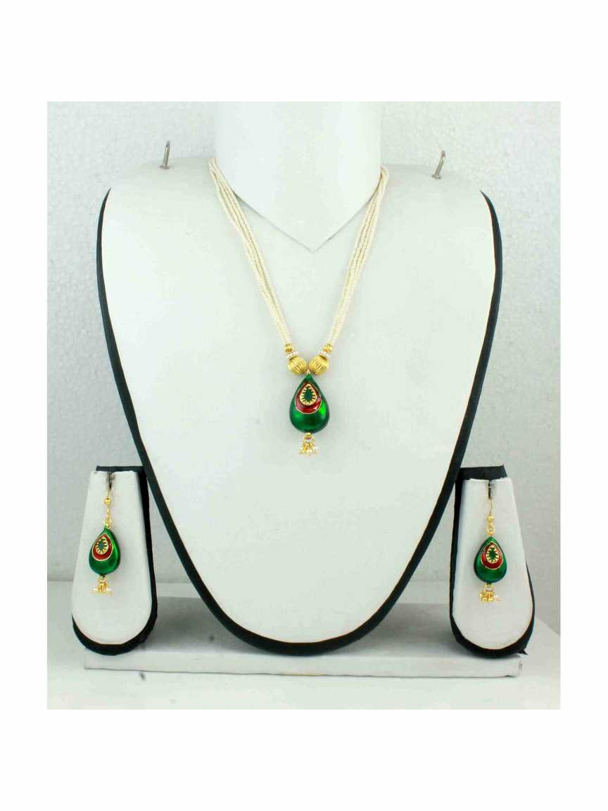LONG NECKLACE SET WITH PENDANT in MEENAKARI Style | Design - 10902
