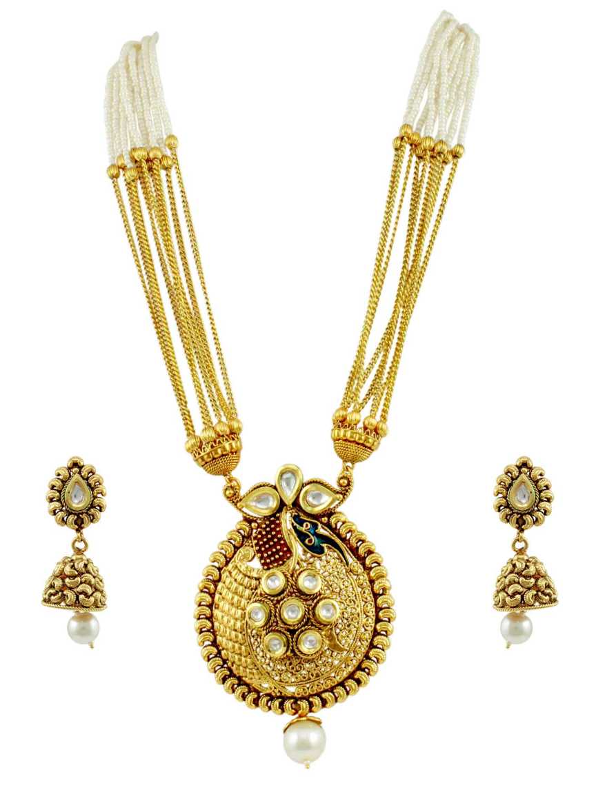 LONG NECKLACE SET WITH PENDANT in GOLD Style | Design - 10734